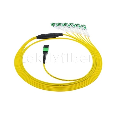 12F MPO-6x LC APC DX Uniboot SM Cáp vá sợi quang với tay áo niken đường kính 3,0mm