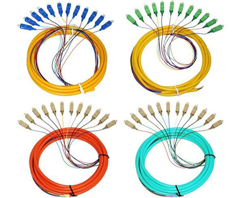 12 lõi OM3 Sợi quang Pigtail LSZH Jacket 0.9mm SC FC ST LC