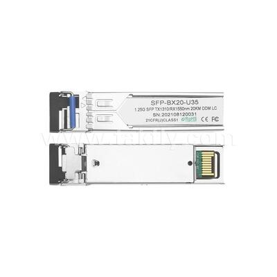 Mô-đun thu phát SFP 1.25gbps 20km LC Reach Tx1310nm/Rx1550nm Hai chiều cho Trung tâm dữ liệu FTTH FTTX