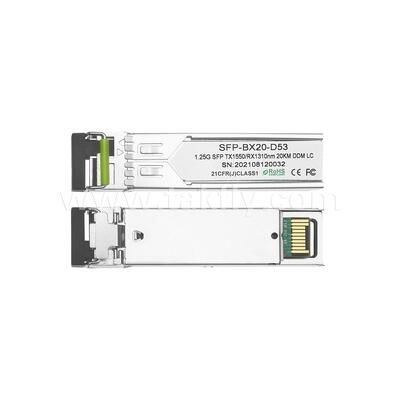 Bộ thu phát quang hai chiều SFP 1,25Gbps 20km LC Reach Tx1310nm/Rx1550nm cho Trung tâm dữ liệu FTTX