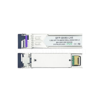 SFP Transceiver Module 1.25gbps 80km LC Reach Tx1490nm/Rx1550nm SFP Hai chiều cho Trung tâm dữ liệu FTTH FTTX