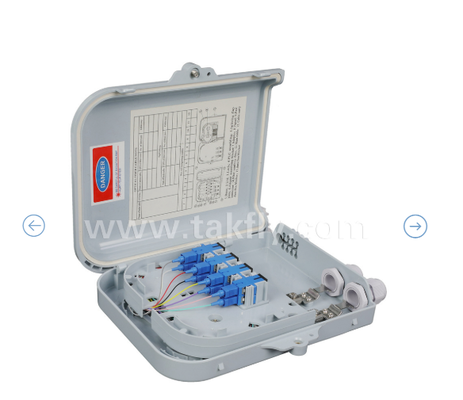 FTKS-1805-8E hộp kết thúc với 8 PCS SC / UPC SM SX adapter và pigtail được cài đặt đầy đủ