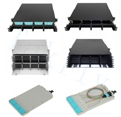 1U / 2U / 4U High Density MPO Cassette Patch Panel Rack-Mount, Easy-Plug MPO đến LC Cassette Module, Adapter LC được tải sẵn cho Trung tâm dữ liệu & Ứng dụng SAN / LAN