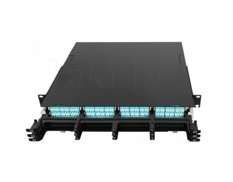1U 144C High Density MPO Patch Panel 12 Cassette, MPO để chuyển đổi LC, được kết thúc trước cho SAN / LAN / Data Center
