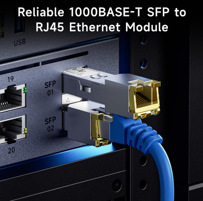 RJ45 Gigabit SFP Module 1000BASE-T Copper SFP Transceiver với 1.25Gbps và EMI thấp