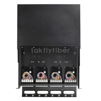 Takfly 1U / 2U Sliding Patch Panel ️ MTP / MPO Plug-and-Play mật độ cao đến Cassette LC cho tối đa 192 sợi