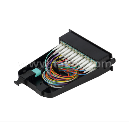 MPO / MTP đến LC Mô-đun Cassette kết thúc trước 12 lõi hoặc 24 lõi, bảng điều khiển phía trước LC Duplex, bộ điều hợp phía sau MPO kép, Plug-and-Play cho cáp trung tâm dữ liệu mật độ cao