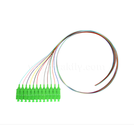 SC/APC Bộ sợi quang 12 màu có mã màu để dễ dàng xác định, kết nối một đầu, một đầu sợi trần, cho hộp kết thúc, ghép và kết nối thiết bị