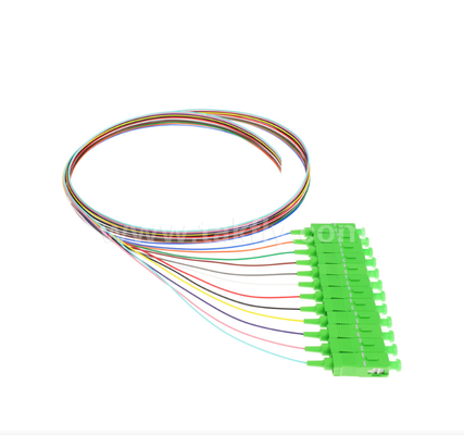 SC/APC Bộ sợi quang 12 màu có mã màu để dễ dàng xác định, kết nối một đầu, một đầu sợi trần, cho hộp kết thúc, ghép và kết nối thiết bị