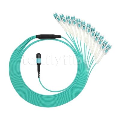 MPO / MTP Patchcord Fanout Uniboot LC Multimode OM3 Breakout Cáp quang sợi cho Trung tâm dữ liệu Cáp AI Telecom