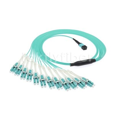 MPO / MTP Patchcord Fanout Uniboot LC Multimode OM3 Breakout Cáp quang sợi cho Trung tâm dữ liệu Cáp AI Telecom