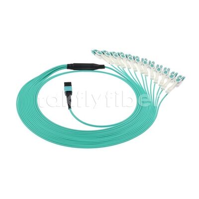 MPO / MTP Patchcord Fanout Uniboot LC Multimode OM3 Breakout Cáp quang sợi cho Trung tâm dữ liệu Cáp AI Telecom