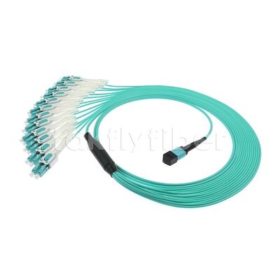 MPO / MTP Patchcord Fanout Uniboot LC Multimode OM3 Breakout Cáp quang sợi cho Trung tâm dữ liệu Cáp AI Telecom