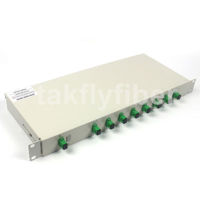 Bộ chia PLC 1 × 8 Bộ chia cáp quang chế độ đơn 1U Giá đỡ G657A1
