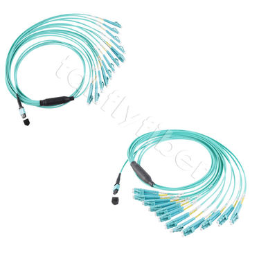 Cáp MPO MTP, MPO 24 Cores đến 12LC DX Om3 Fanout MPO Fiber Optic Patch Cord