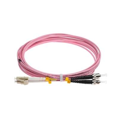 LC-ST OM3 Multimode Fiber Optic Duplex Cord Patch Cord Màu hồng