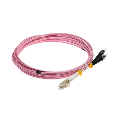 LC-ST OM3 Multimode Fiber Optic Duplex Cord Patch Cord Màu hồng