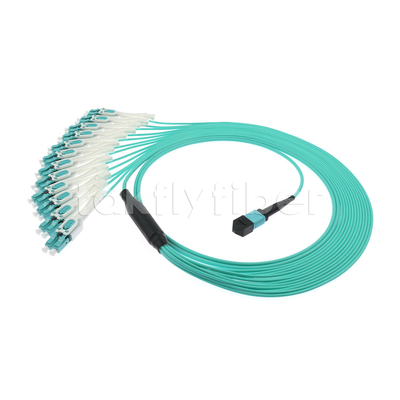 Cáp quang MPO MTP 24 lõi đến 12LC DX Om3 Fanout Patch Cord cho LAN và WAN
