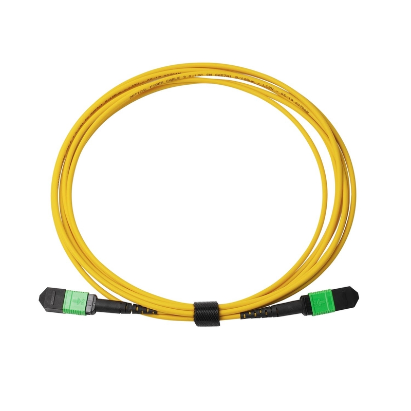 3m 10ft MTP-12 APC nữ đến MTP-12 APC nữ chế độ đơn OS2 Plenum MPO Patch Cord màu vàng