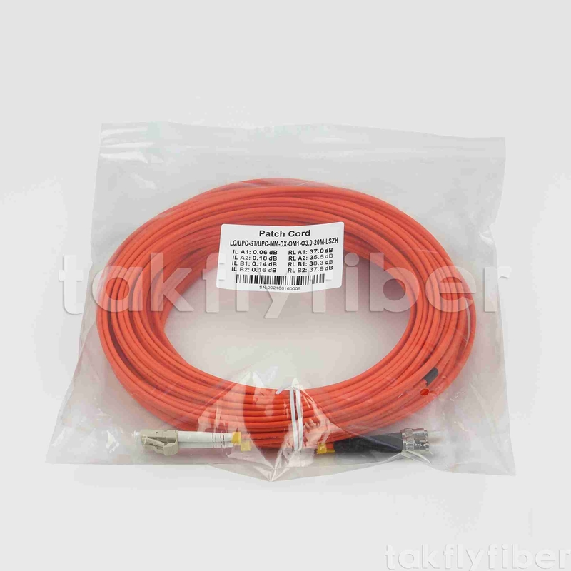 ST đến LC OM1 OM2 Sợi quang Duplex Patch Cord 3.0mm LSZH áo khoác màu cam cho viễn thông