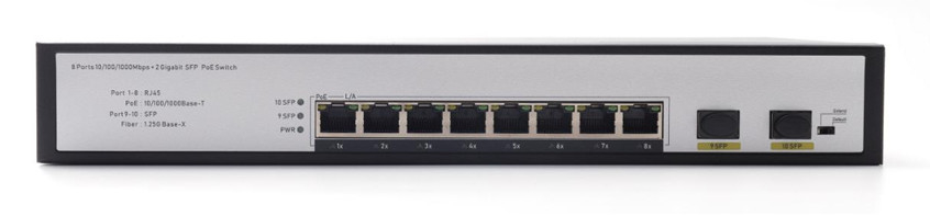 DF-2F-8GP 2-Port 10/100/1000Mbps 8+2 Port Fiber Fiber Ports Gigabit POE Công tắc mạng
