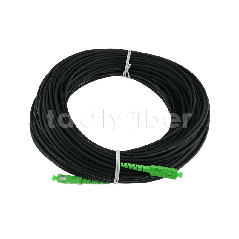 Cáp quang FTTH ngoài trời chịu lực cao 3.0 Kevlar Đen TPU Single Mode SCAPC sang SCAPC SM G657B3