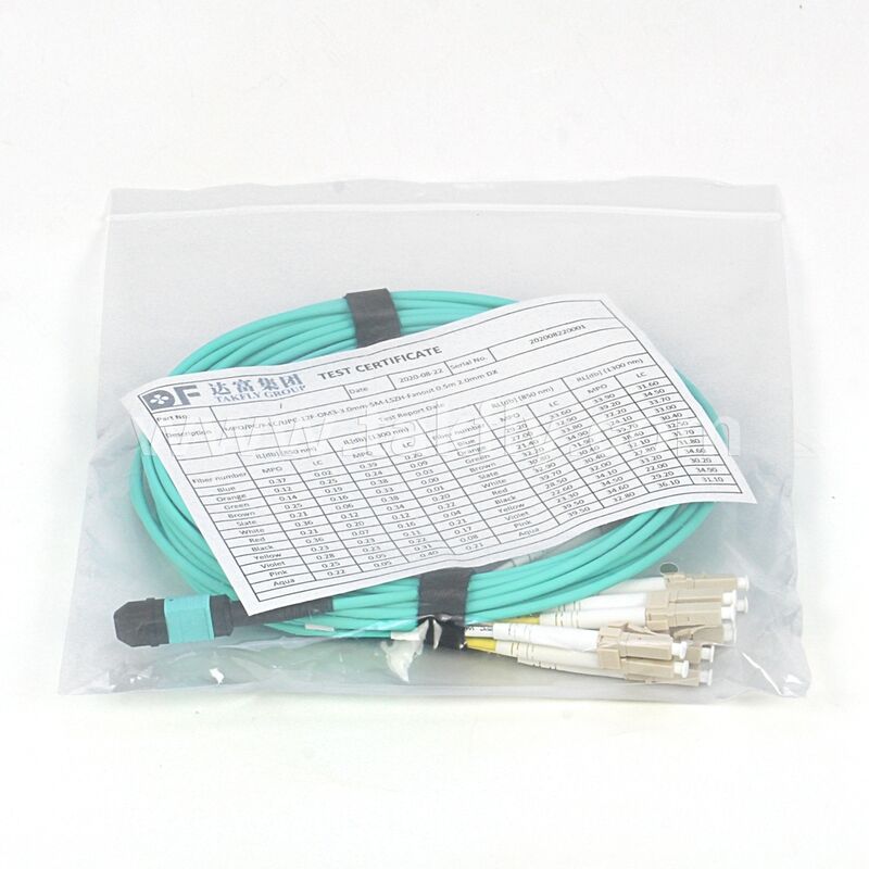 12F MPO MTP đến LC OM3 Breakout Cable cho máy chủ mật độ cao và tổng hợp chuyển đổi