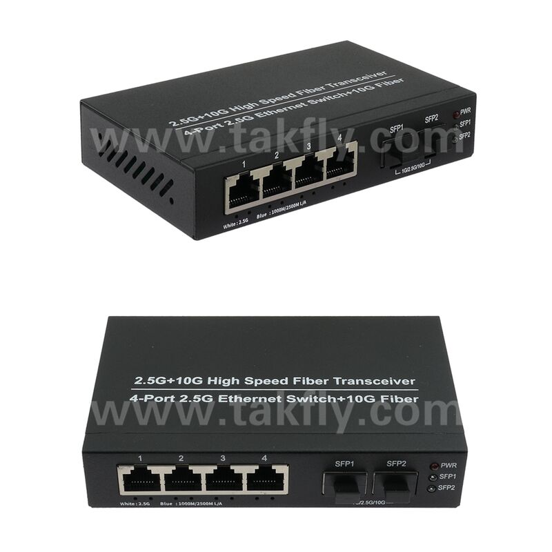 2.5G 2 cổng Cáp 4 cổng đồng Ethernet Switch với 10G Uplink và fanless Metal Housing cho mạng tốc độ cao mở rộng