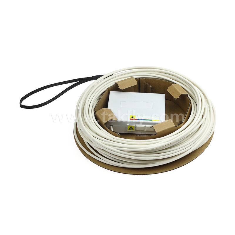 FTTH Pre-Terminated Fiber Outlet Kit – Tool-Free Wall Mount, No Splicing, Includes Cable Spool for Fast FTTB Installation