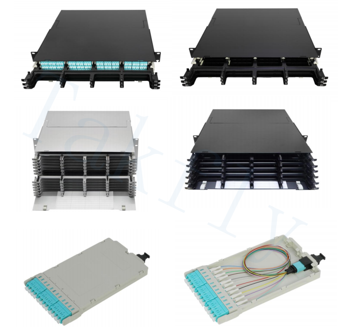 1U / 2U / 4U High Density MPO Cassette Patch Panel Rack-Mount, Easy-Plug MPO đến LC Cassette Module, Adapter LC được tải sẵn cho Trung tâm dữ liệu & Ứng dụng SAN / LAN