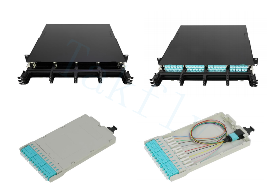 1U 144C High Density MPO Patch Panel 12 Cassette, MPO để chuyển đổi LC, được kết thúc trước cho SAN / LAN / Data Center
