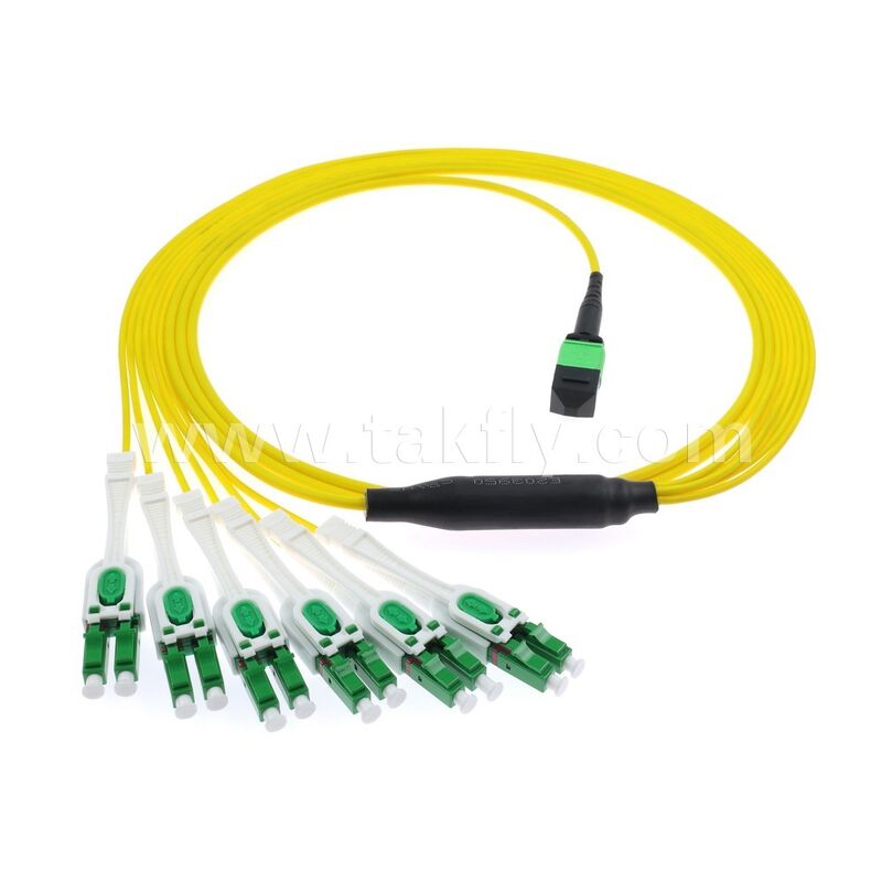 MPO / MTP Patchcord Fanout Uniboot LC SingleMode Breakout Cáp quang sợi cho trung tâm dữ liệu cáp AI Telecom